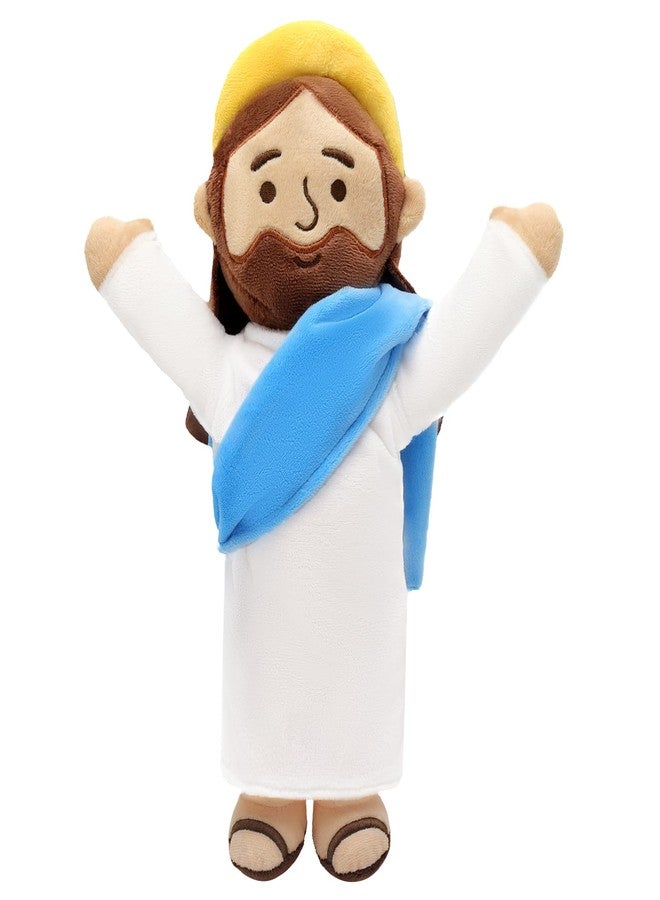Yelakey 13" Jesus Plush Brown Jesus Stuffed Doll Christian Plushie Doll for Easter Christmas Church Religious Gifts for Kids Adults (brownblue) - Image 1